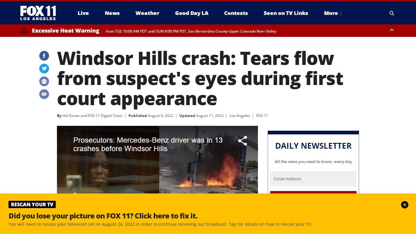 Windsor Hills crash: Tears flow from suspect's eyes during first court ...